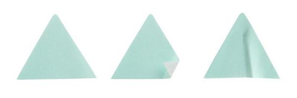 blu triangolo forma etichetta etichetta impostato isolato su bianca sfondo foto
