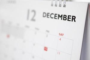 dicembre calendario pagina con mesi e date attività commerciale pianificazione appuntamento incontro concetto foto