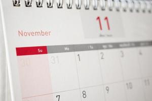 novembre calendario pagina con mesi e date attività commerciale pianificazione appuntamento incontro concetto foto