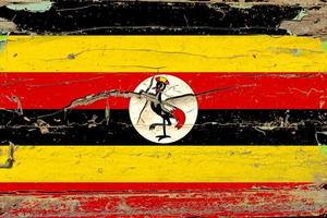 3d bandiera di Uganda su legna foto