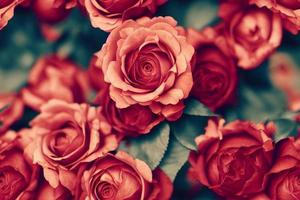 senza soluzione di continuità modello di rosso Rose. romantico floreale ripetibile sfondo, sfondo, sfondo. foto