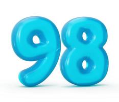 blu gelatina cifra 98 novanta otto isolato su bianca sfondo gelatina colorato alfabeti numeri per bambini 3d illustrazione foto