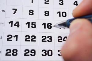 giorni di il mese nel il calendario, ufficio fornitura foto