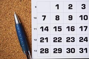 giorni di il mese nel il calendario, ufficio fornitura foto