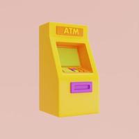 3d rendere ATM macchina isolato su pastello sfondo, minimo disegno, 3d resa. foto