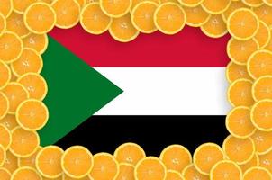 Sudan bandiera nel fresco agrume frutta fette telaio foto