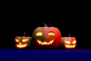 zucca jack o lanterne e fantasma su halloween per sfondo o altro. rendering 3D foto