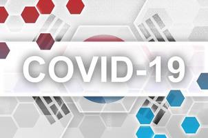 Sud Corea bandiera e futuristico digitale astratto composizione con covid-19 iscrizione. coronavirus scoppio concetto foto