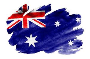 Australia bandiera è raffigurato nel liquido acquerello stile isolato su bianca sfondo foto