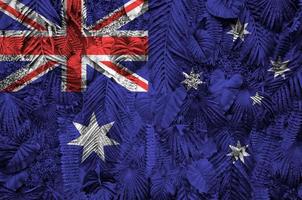 Australia bandiera raffigurato su molti foglie di Monstera palma alberi. di moda alla moda fondale foto