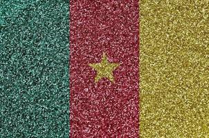 camerun bandiera raffigurato su molti piccolo brillante paillettes. colorato Festival sfondo per festa foto
