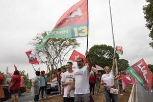 brasiliana, brasile, ottobre 23, 2020 sostenitori per ex Presidente lula di brasile, prendere per il strade nel supporto di loro candidato per il imminente elezioni foto