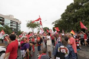 brasiliana, brasile, ottobre 23, 2020 sostenitori per ex Presidente lula di brasile, prendere per il strade nel supporto di loro candidato per il imminente elezioni foto