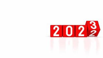 il 2023 numero su rosso cubo per nuovo anno o attività commerciale concetto 3d interpretazione foto