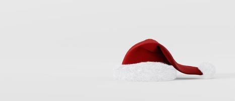 Santa cappello su bianca sfondo bianca copia spazio. Natale natale e nuovo anno concetto. 3d illustrazione interpretazione foto