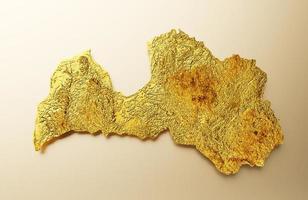 Lettonia carta geografica d'oro metallo colore altezza carta geografica sfondo 3d illustrazione foto