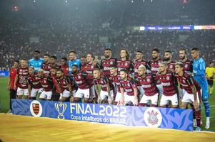 rio, brasile, ottobre 19, 2022, manifesto Giocatori nel incontro fra flamengo vs corinzi di secondo incontro di finale il giro di brasiliano tazza nel maracana stadio foto