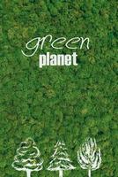 verde pianeta. avvicinamento verde pianeta concetto a il muschio sfondo foto