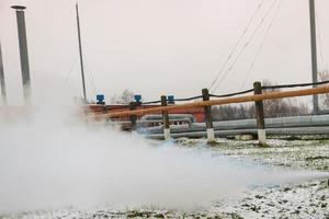 tubo cremagliera con tubi nel surriscaldato alta pressione vapore a un olio raffineria prodotto petrochimico chimico pianta foto