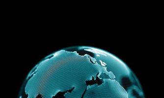 digitale globo 3d. globale mondo Internet tecnologia. comunicazione concetto astratto sfondo pianeta. blu leggero connessione design. grande dati Rete moderno carta geografica. viaggio attività commerciale foto