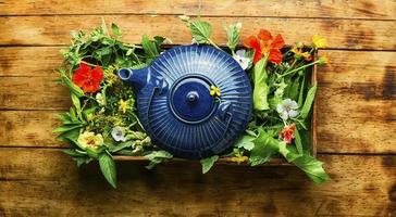 erbaceo tè, fiori e erbe, medicinali erbe aromatiche foto