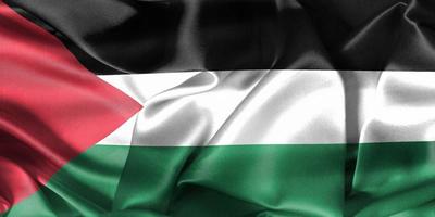 3d-illustrazione di una bandiera della Palestina - bandiera di tessuto sventolante realistica foto