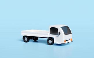 3d bianca consegna camion icona isolato blu sfondo. attività commerciale consegna, esprimere servizio trasporto concetto, 3d rendere illustrazione foto