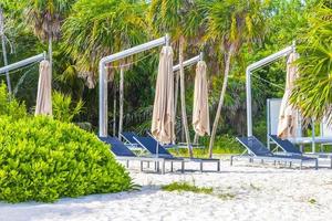 palme ombrelloni sedie a sdraio beach resort playa del carmen messico. foto