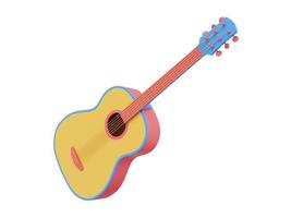 multicolore acustico chitarra. 3d resa. icona su bianca sfondo. foto