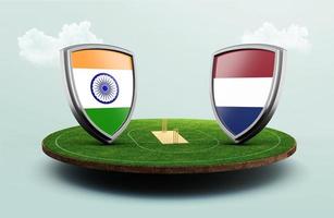 India vs Olanda cricket bandiere con scudo celebrazione stadio 3d illustrazione foto