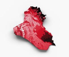 Iraq carta geografica con il bandiera colori rosso e nero bianca ombroso sollievo carta geografica 3d illustrazione foto