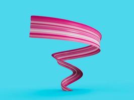 3d rosa dipingere acquerello spazzola ictus lusso nastro spirale su blu sfondo 3d illustrazione foto