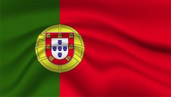vicino su Portogallo nazionale bandiera agitando realistico vettore illustrazione foto