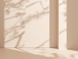 naturale ombra su un' beige parete sfondo per Prodotto presentazione. silhouette su beige sfondo. lusso estate architettura interno estetico. moderno tropicale modello design. 3d resa. foto