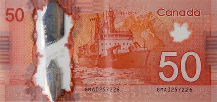 canadese costa guardia nave amundsen ricerca rompighiaccio su Canada 50 dollari 2012 polimero banconota frammento foto