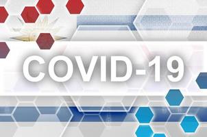 Uruguay bandiera e futuristico digitale astratto composizione con covid-19 iscrizione. coronavirus scoppio concetto foto