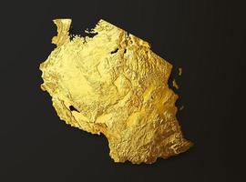 Tanzania carta geografica d'oro metallo colore altezza carta geografica sfondo 3d illustrazione foto