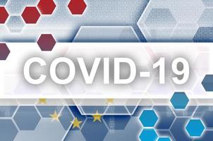 cabo verde bandiera e futuristico digitale astratto composizione con covid-19 iscrizione. coronavirus scoppio concetto foto