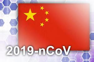 Cina bandiera e futuristico digitale astratto composizione con 2019-ncov iscrizione. covid-19 scoppio concetto foto