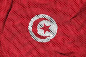 tunisia bandiera stampato su un' poliestere nylon abbigliamento sportivo maglia tessuto foto