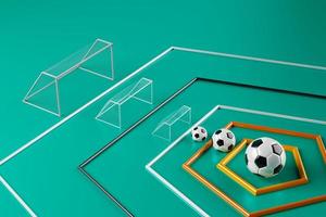 calcio palle oggetto, sport palla disegno, calcio elemento concetto, 3d illustrazione, astratto calcio tecnologia, smartphone mobile schermo, verde erba campo, in linea sport abitare, casinò sport attività commerciale foto