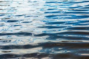 acqua ondulazione struttura sfondo. ondulato acqua superficie durante tramonto, d'oro leggero riflettendo nel il acqua. foto