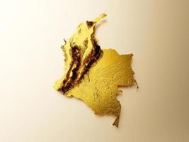 Colombia carta geografica d'oro metallo colore altezza carta geografica sfondo 3d illustrazione foto