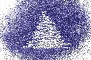 dito disegnato Natale albero su brillante blu coriandoli sfondo. molto peri colore di il anno foto