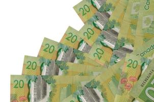 20 canadese dollari fatture bugie nel diverso ordine isolato su bianca. Locale bancario o i soldi fabbricazione concetto foto