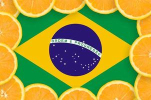 brasile bandiera nel fresco agrume frutta fette telaio foto