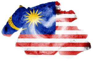 Malaysia bandiera è raffigurato nel liquido acquerello stile isolato su bianca sfondo foto