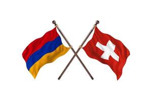 Armenia contro Svizzera Due nazione bandiere foto