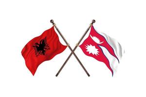 Albania contro Nepal Due nazione bandiere foto