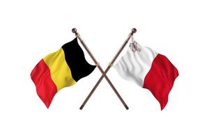 Belgio contro Malta Due nazione bandiere foto